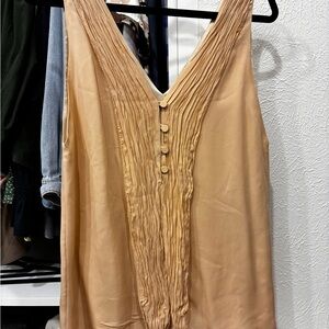 Rag & Bone Tan Pleated V-Neck Blouse